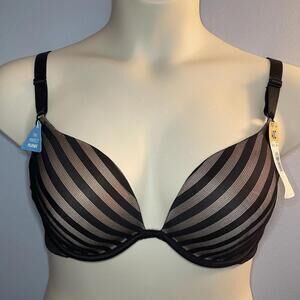 MAIDENFORM SWEET NOTHINGS 40C Bra Beige/Black Perfect Plunge NWT